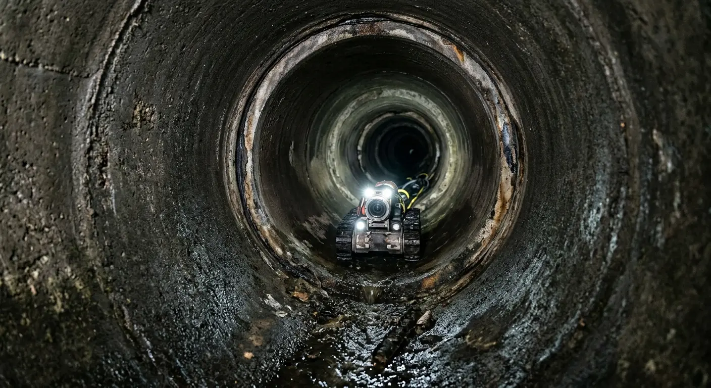 Robotic sewer camera inspecting pipe interior for Sewer Line Cleaning in Indian Wells